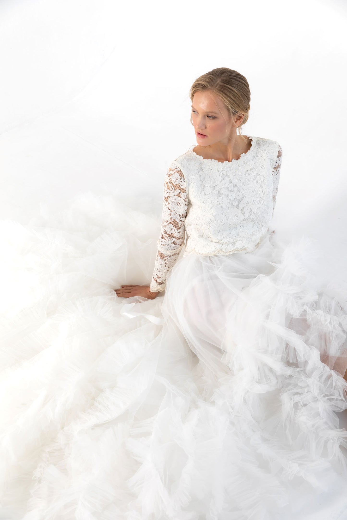 Мереживний кроп-топ, айворі